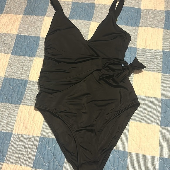 We Are HAH Wrap It Up One Piece Wrap Style Swimsuit Black Secret Pocket - Picture 9 of 16